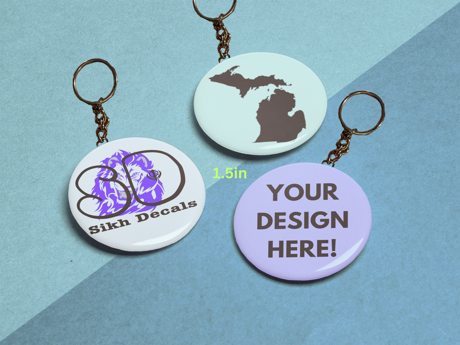 3 Pack Custom 1.5 inch Key Chain